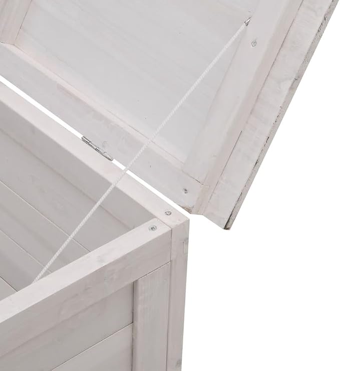 Outdoor Storage Container, Patio Storage Box, Wooden Portable Deck Box & Outdoor Container, White 39"x19.5"x23" Solid Wood Fir,-269