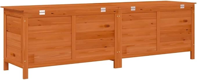 Patio Storage Box Brown Solid Fir Wood 78.1"x19.7"x22.2" Outdoor Deck Cushion Container Chest with Slatted Bottom and Weather Resistant Design for Backyard Garden