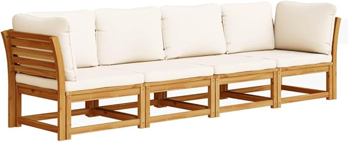 vidaXL Patio Lounge Set with Cushions 4 Piece, Outdoor Conversation Set, Sectional Sofa for Garden Backyard, Outdoor Sofa Set, Solid Wood Acacia