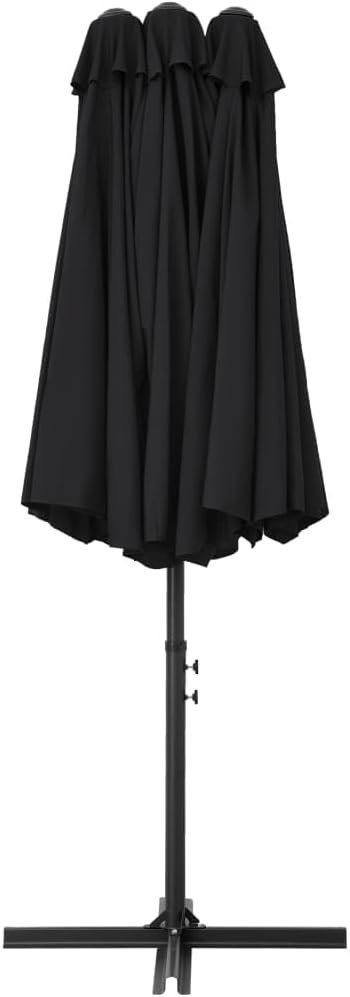 Large Outdoor Patio Umbrella 181x106 Inch Black Sun Shade with Crank Mechanism, Aluminum Pole and 12 Durable Ribs for Garden Poolside Backyard