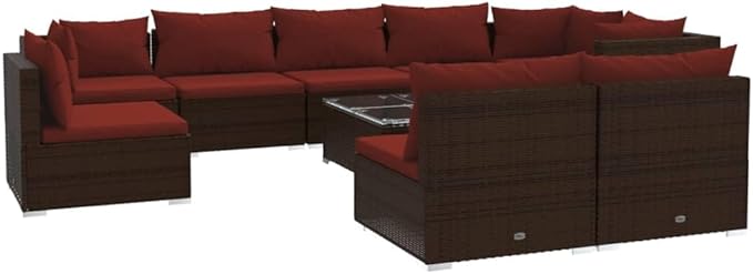 Patio Lounge Set with Cushions,Conversation Patio Furniture Porch Furniture Sets Garden Furniture Suitable for Patio, Deck, Front Porch, Poolside or Balcony Poly Rattan Brown