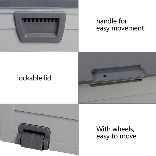 75 gal 260L Outdoor Garden Storage Deck Box, Resin Large Outdoor Storage Boxes for Patio, Outdoor Cushions, Garden Tools Chest Tools Cushions Toys Lockable Seat Grey