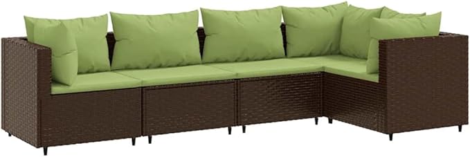 Patio Furniture Sets,Outdoor loveseat,Patio Conversation Sets,5 Piece Patio Lounge Set with Cushions Brown Poly RattanSuitable for Patio, Garden, Gazebo Low