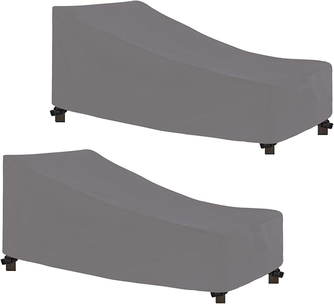 Easy-Going Waterproof Patio Lounge Chair Cover UV Resistant Outdoor Chaise Lounge Covers with Tape Sealed Seam(2 Pack-68Wx30Dx30H inch, Grey)