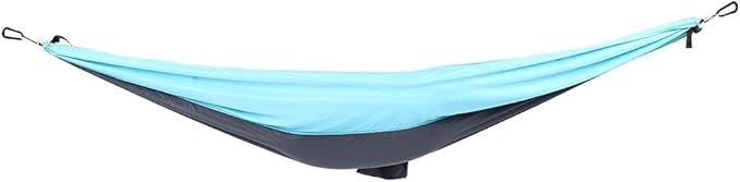 Hanging Chair Bed Dual Use Portable Hammock, Camping Hammock with Steel Buckles and Tree Straps, Sturdy Breathable 300T Polyester Outdoor Swing for Courtyard Corridor (Blue Gray)