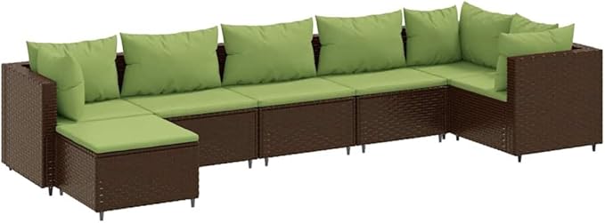 Outdoor Seating Furniture,Outdoor Conversation Sets,7 Piece Patio Lounge Set with Cushions Brown Poly RattanSuitable for Patio, Garden, Gazebo Low