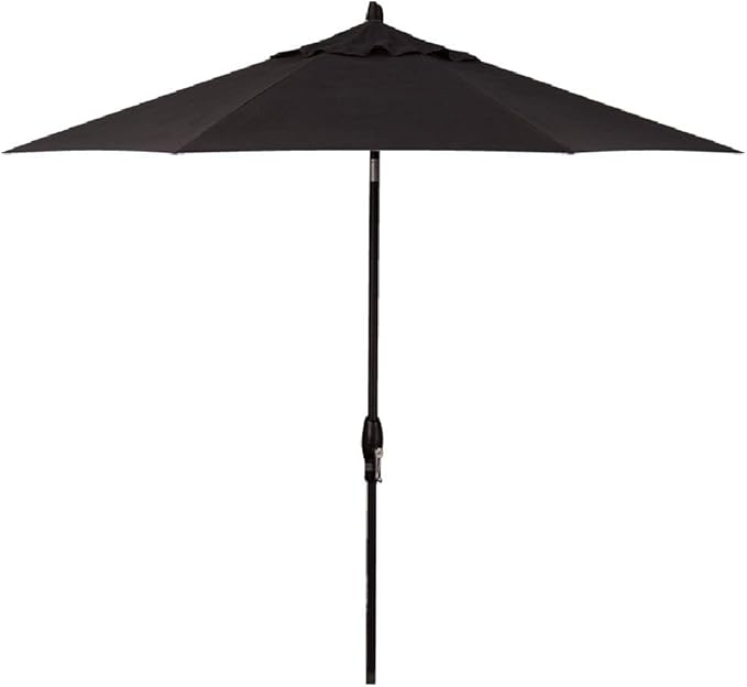 Treasure Garden 9-Foot Auto-Tilt Market Umbrella with Black Frame and Obravia (4 YR Warranty) Fabric: Black