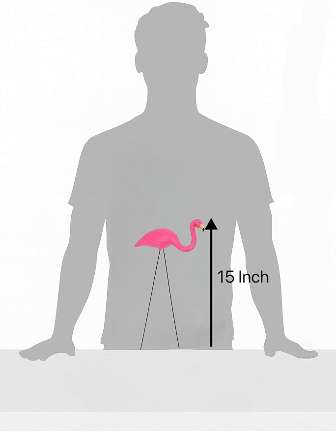 GiftExpress 12 Pack Pink Flamingos Yard Decorations - Small 14" Tall Plastic Flamingo Statue w/Metal Stakes - Lawn Ornaments & Garden Decor for Outdoor Parties