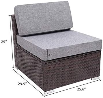 HopeHope 4 Pieces Conversation Sets Outdoor Rattan Sectional Sofa- Patio Wicker Furniture Set