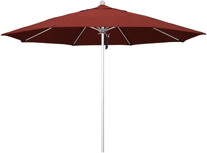 California Umbrella 11' Rd. Venture Series Contract Grade Patio Umbrella, Pulley Open, Silver Finish, Sunbrella Terracotta