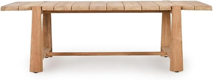 Classic Home Aston 94" Teak Wood Outdoor Dining Table in Natural Tone