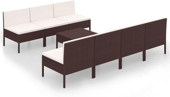 8 Piece Patio Lounge Set with Cushions,Patio Sofa,Outdoor Daybed,Patio Seating,Outdoor Furniture SetsPatio Conversation Sets,Modern Set,Outdoor Patio Chairs,for Backyard,Garden, Poly Rattan Brown