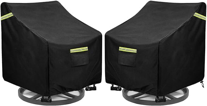 Outdoor Swivel Chair Cover 2 Pack,(29W x 31D x 38.5H inches )100% Waterproof Heavy Duty Outdoor Rocking Chair Covers， Patio Chair Covers Waterproof Patio Furniture Covers ( Black)