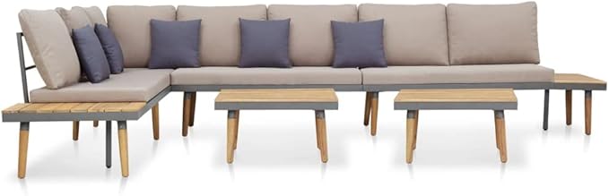 Patio Lounge Set with Cushions,Outdoor Tables and Chairs,Outdoor Furniture Sets,Patio Conversation Sets,for Garden,Deck,Backyard,7 Piece Solid Acacia Wood Brown