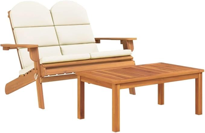 2 Piece Adirondack Patio Lounge Set Solid Wood Acacia, Outdoor Patio Sectional, Outdoor Sofa Set, Furniture Conversation Sets, Outdoor Porch Furniture for Balcony, Yard