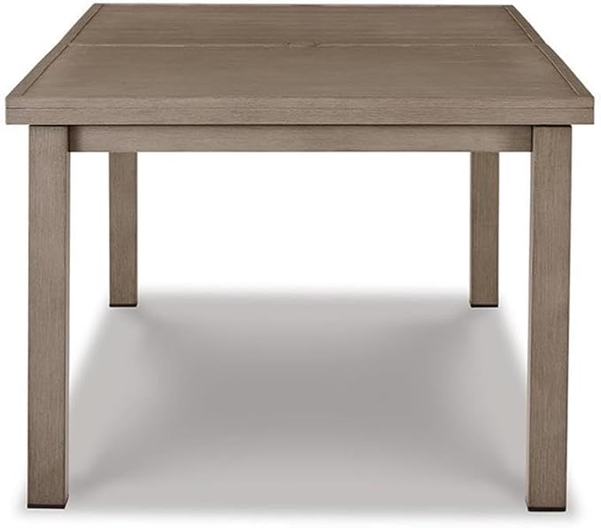 BOWERY HILL Outdoor Rectangular Aluminum Dining Table, Light Brown Finish, 71-94 in Expandable Design, Durable Wood-Look Paint, Stainless Steel Hardware, Patio Furniture for 10-Person Dining Use