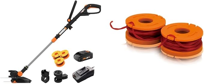 Worx WG170.2 20V Power Share GT Revolution 12" Cordless String Trimmer (Battery & Charger Included) & WA0004 (2) Replacement Trimmer Line for Select Cordless String Trimmers