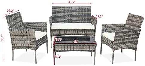 Three Colors Patio Furniture Set Outdoor Living Room Balcony Rattan Furniture Four-Piece-Brown Outdoor Furniture (Color : B) (A)
