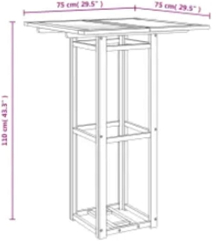 Outdoor Acacia Wood Bistro Table, Tall Bar Height Pub Table for Patio, Garden, Deck, Balcony, 29.5 x 29.5 x 43.3 Inch