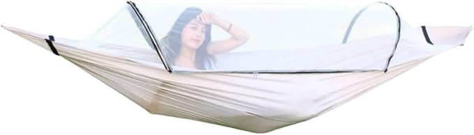 Portable Polyester Hammock with Mesh Lightweight Portable Multipurpose Easy to Install Tree Hanging Good Load-Bearing Capacity Comfortable
