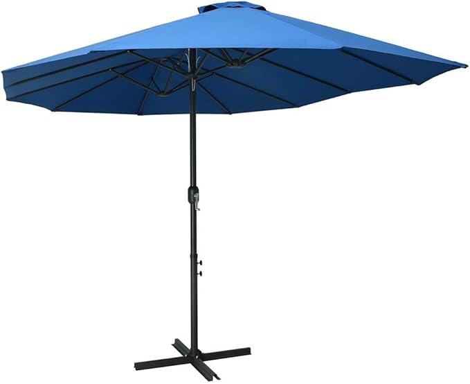 Large Outdoor Patio Umbrella with Aluminum Pole 181"x106" Blue UV Protection Sun Shade for Garden Backyard Pool Beach