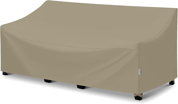 SunPatio Outdoor Couch Cover 80 Inch, Heavy Duty Waterproof 3-Seater Patio Sofa Cover with Seam Taped, Fade & Wind & Rip Resistant, 80" W x 36" D x 30" H, Taupe