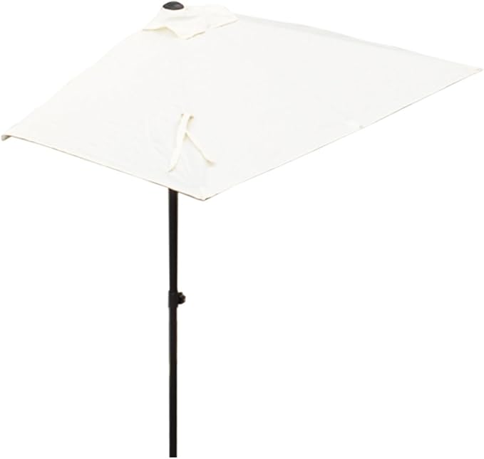 6.6Ft/8.3Ft Half Umbrella Outdoor Patio, Garden Umbrella with Easy Crank Lift Offset Patio Umbrella 5 Sturdy Ribs For Balcony, Deck, Backyard Garden,Courtyard Swimming Khaki 6.6ft/2m
