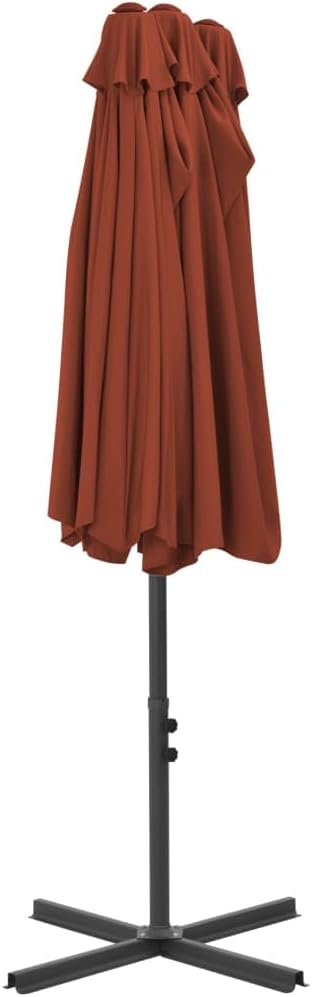 15ft Extra Large Patio Umbrella Terracotta Outdoor Sun Shade with Aluminum Pole UV Protective Garden Umbrella for Backyard Pool Deck