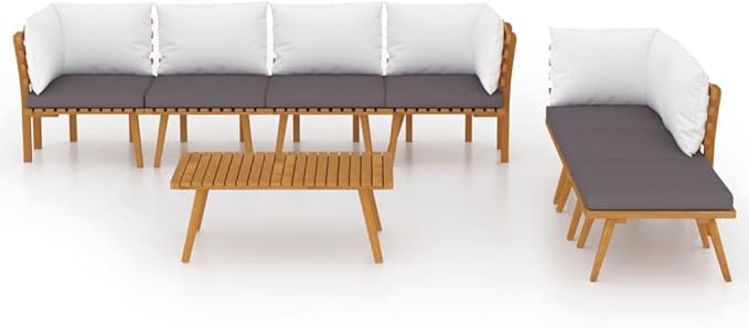 Patio Lounge Set with Cushions,Patio Furniture Sets,Patio Conversation Sets,Outdoor Furniture Sets,for Garden,Backyard,Outdoor,8 Piece Solid Acacia Wood