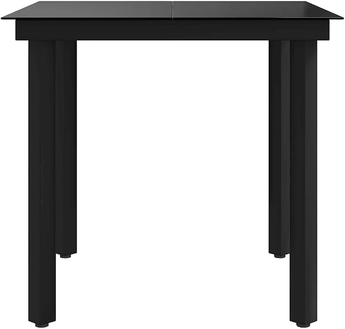 vidaXL Outdoor Dining Table, Patio Table with Glass Top, Garden Table, Garden Furniture for Front Porch Deck Lawn Backyard, Industrial, Steel
