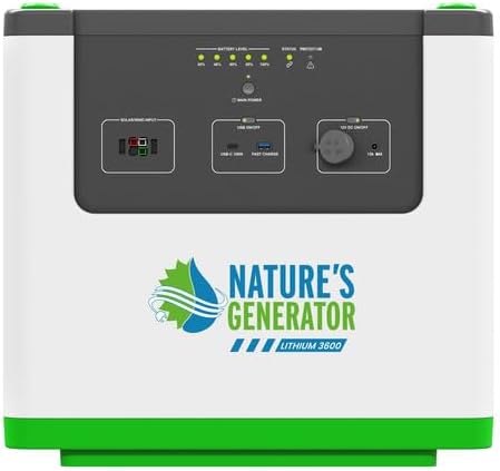 Nature's Generator Lithium 3600 Power Add-on,1 x Lithium 3600 Pod + 2 x 100w Panels + 50' Cable