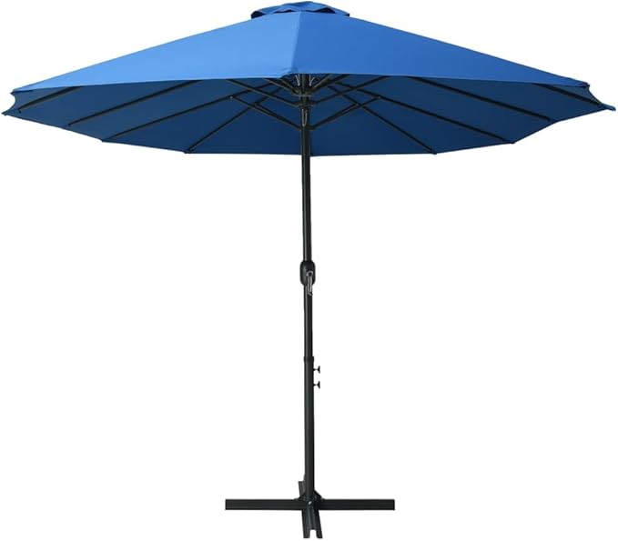 Large Outdoor Patio Umbrella with Aluminum Pole 181"x106" Blue UV Protection Sun Shade for Garden Backyard Pool Beach
