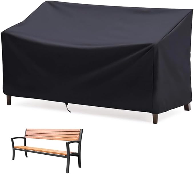 Outdoor Bench Cover, Waterproof Outdoor Patio Furniture Cover for 4-Seater Bench, Durable Oxford Cloth Garden Sofa Chair Cover, 75" L x 26" W x 35" H (Black, 75" L x 26" W x 35" H)