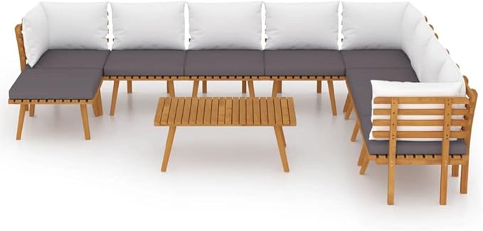 Patio Lounge Set with Cushions,Patio Furniture Sets,Patio Conversation Sets,Outdoor Furniture Sets,for Garden,Backyard,Outdoor,9 Piece Solid Acacia Wood