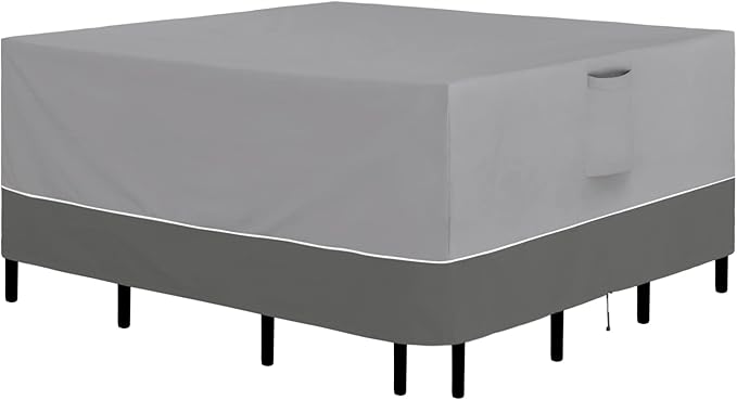 Easy-Going Patio Furniture Cover 76"x76" Square Outdoor Table and Chair Set Covers Waterproof UV Resistant Outdoor Sectional Sofa Set Covers, Gray/Dark Gray