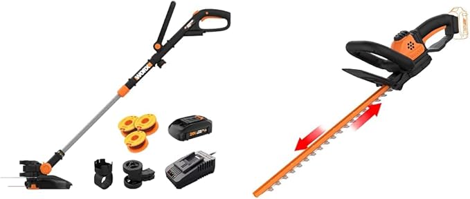 Worx GT Revolution 20V 12" String Trimmer/Edger/Mini-Mower (WG170.2) and WORX 20V 22" Cordless Hedge Trimmer (WG261.9)