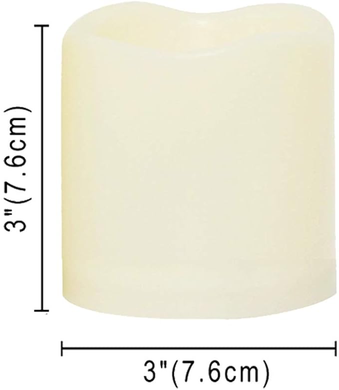 2 Waterproof Outdoor Battery Operated Flameless LED Pillar Candles with Remote Flickering Plastic Electric Decorative Light Set for Home Décor Garden Patio Decoration Party Wedding Supplies 3x3 Inches