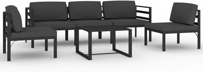 6 Piece Patio Lounge Set with Cushion, Furniture Conversation Sets Piece Patio Set Outdoor Patio Sectional Patio Lounge Set s Aluminum Anthracite