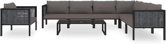 Patio Lounge Set with Cushions,Outdoor Furniture,Outdoor Furniture Sets,Patio Conversation Sets,for Garden,Deck,Backyard,8 Piece Poly Rattan Anthracite