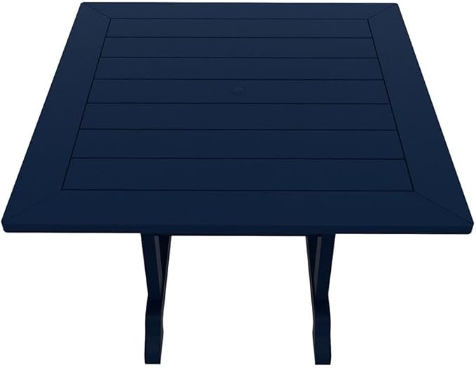Costaelm Square Outdoor Dining Tables, 43'' Patio Table with Umbrella Hole for 4 Person, Balcony Outdoor Buffet Porch for Outside Lawn Porch Bistro Furniture, Navy Blue