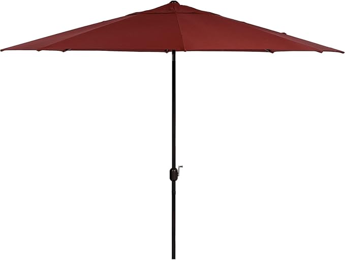Hanover Montclair 11' Market Outdoor Umbrella, All-Weather, Crank Lever Chili Red