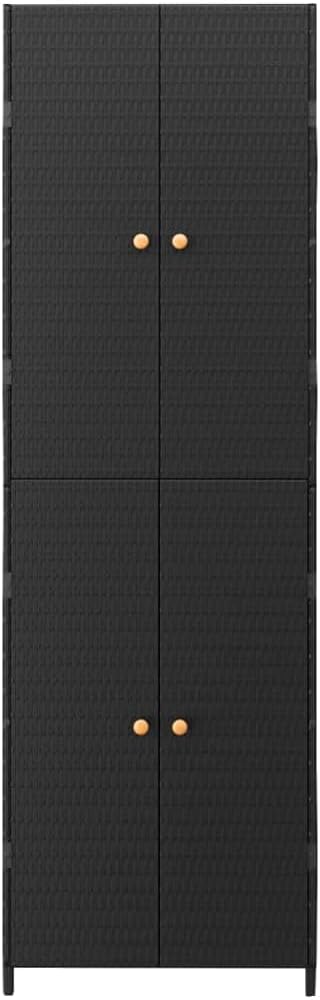 Garden Storage Cabinet Outside Deck Storage Box Outdoor Patio Storage Backyard Storage Box Furniture Storage Box Black 23.2"x15.7"x70.9" Poly Rattan