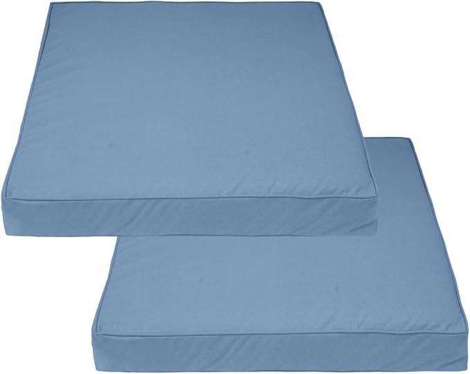 Covers & All Square Outdoor Cushion Covers for Patio Furniture Sets, Water, Tear & UV Resistant Polyester Cushion Slipcover with Zippers (Pack of 2) (24" L x 24" W x 4" Thick, Sky Blue)