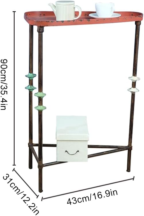 Rustic Farmhouse End Table,Distressed Patio Side Table Metal Outdoor Table for Garden,Balcony,Yard or Lawn (Table B)