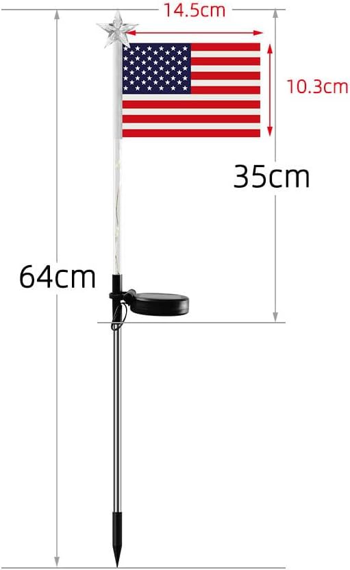 CALLARON Solar Decorative Lights LED Outdoor Solar Lights America Flag Decorative Flags Patriotic Garden Flag Solar Landscaping Spotlights Solar Garden Lights Outdoor LED Flagpole Lights