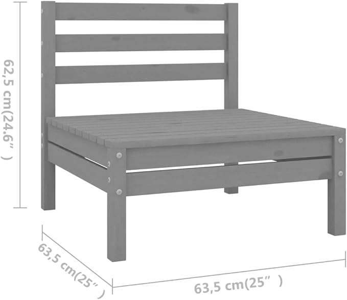 5 Piece Patio Lounge Set, Patio Conversation Set Outdoor Dining Sets Front Porch Furniture Garden Lounge Set for Negotiation Area Garden Exhibition Poolside Solid Pinewood Gray
