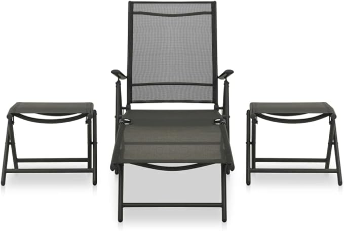 Patio Lounge Set,Patio Furniture Sets,Patio Conversation Sets,Outdoor Furniture Sets,for Garden,Backyard,Outdoor,3 Piece Textilene and Aluminum Black