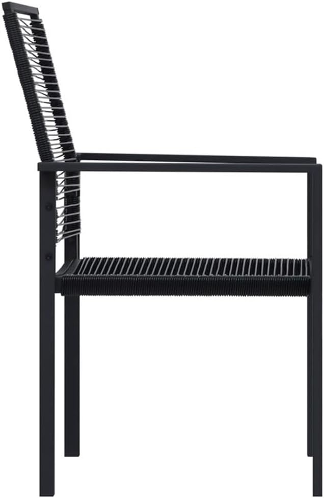 BOWERY HILL Outdoor Patio Dining Set, 7-Piece Black Glass and Powder-Coated Steel, PVC Rattan, Seats 6, Weather-Resistant Modern Garden and Terrace Furniture for Backyard Gatherings or Balcony