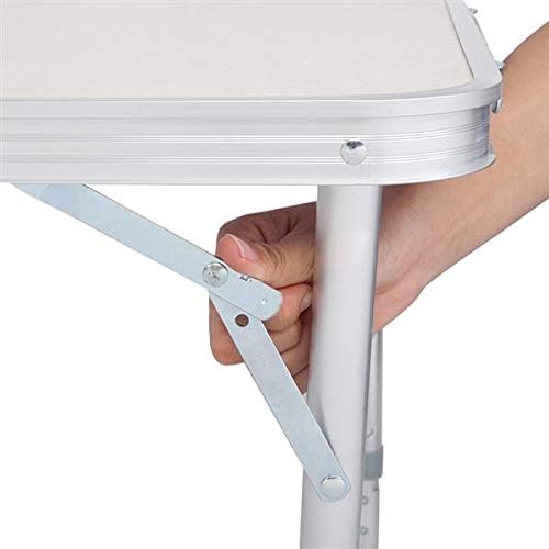 Aluminum Folding Table 4 Foot, Adjustable Height Lightweight Portable Camping Table for Picnic Beach Outdoor Indoor, White 120 x 60 x 70 4Ft