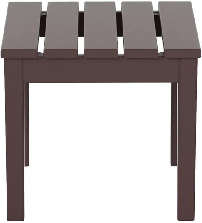 Costaelm Small Outdoor Side Table, Patio End Table Weather Resistant Outdoor Coffee Table, Square Conversation Table for Indoor, Porch, Balcony, Garden, Poolside, Deck, Dark Brown